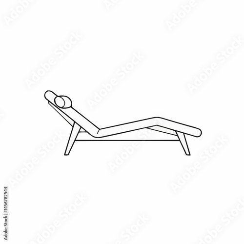 Line drawing showing a person lying on a lounge chair, relaxing under the sun