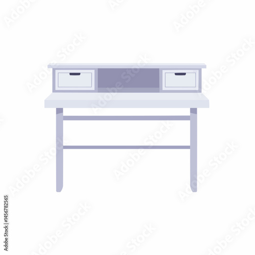Light purple desk with two drawers and an open space