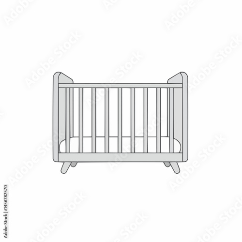 Wallpaper Mural Sketch of a baby crib. Side view of gray wood posts and white space in a clean illustration Torontodigital.ca