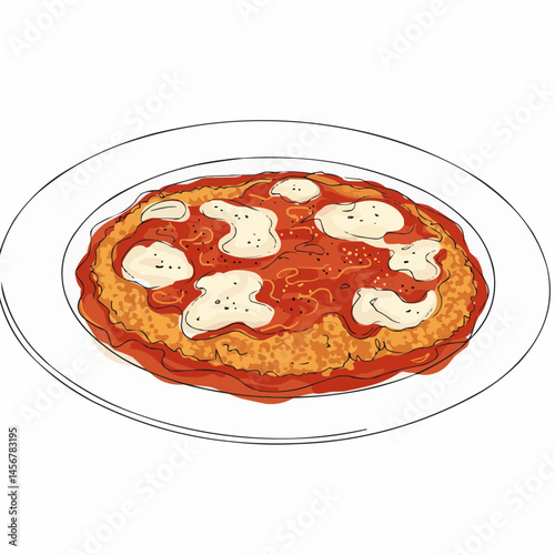 A plate of appetizing pie with sauce, cheese, and topping, ready to be savored