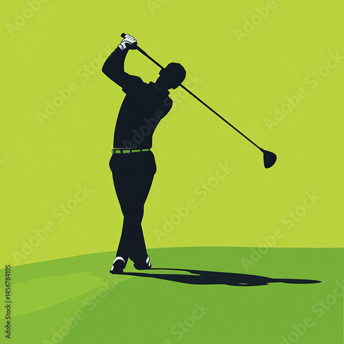 Golfer swinging a club on a vibrant green background representing LIV Golf  