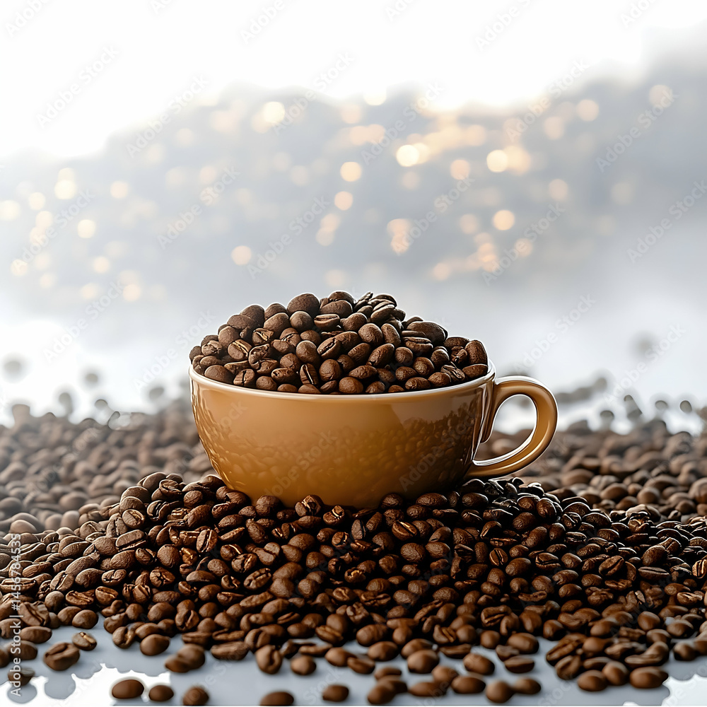 Naklejka premium Coffee beans in a cup