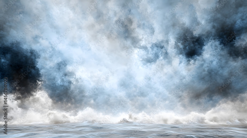 Obraz premium Dramatic sky and stormy sea digital art illustration.