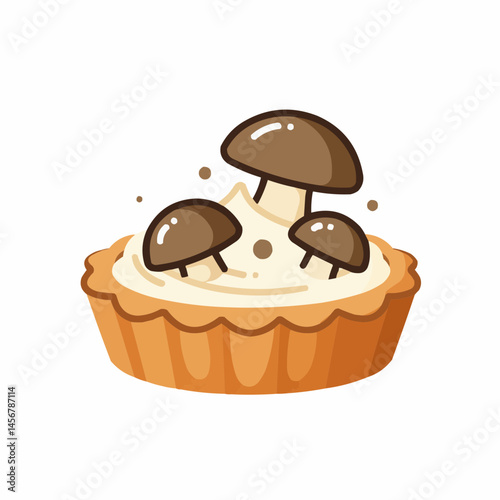Cartoon mushroom cluster in brown and tan hues, presented with highlights, on white