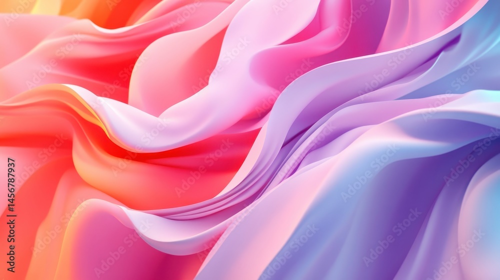 Obraz premium Abstract background with flowing shapes in shades of red, pink, purple, and blue. Dynamic waves create a smooth, colorful texture, ideal for modern design and vibrant backgrounds.