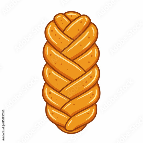 Woven bread loaf illustration. Golden-brown crust and twisted formation