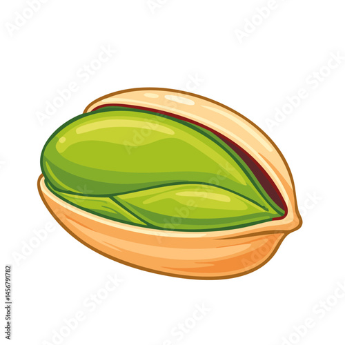Pistachio colored vector illustration in sketch style. Image of nut on isolated background. Clipart for packaging and recipes.
