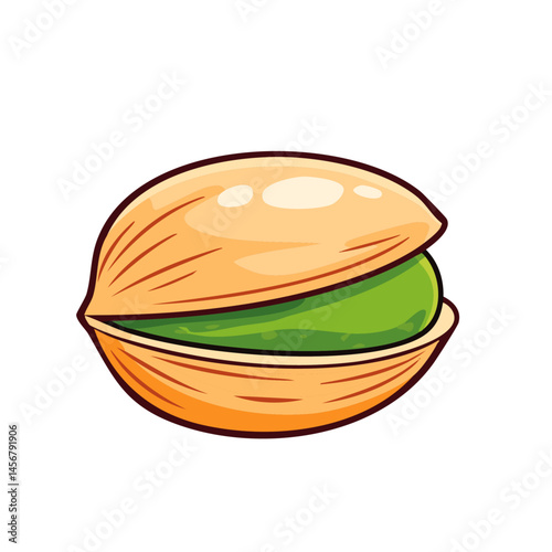 Pistachio colored vector illustration in sketch style. Image of nut on isolated background. Clipart for packaging and recipes.