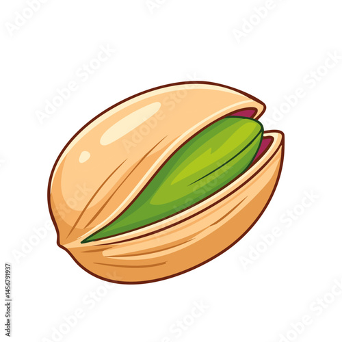 Pistachio colored vector illustration in sketch style. Image of nut on isolated background. Clipart for packaging and recipes.