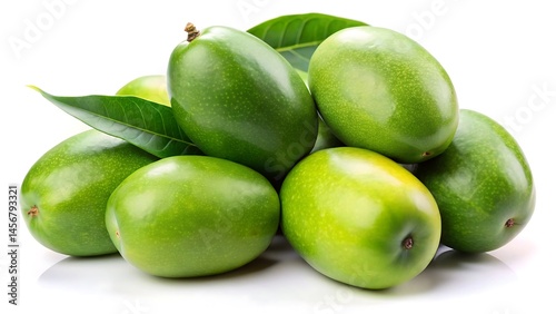 Wallpaper Mural Bunch green mangoes fresh tropical fruit isolated on white background Torontodigital.ca