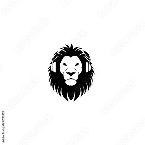 Postproduction Logo – Lion Head with Headphones Vector Design