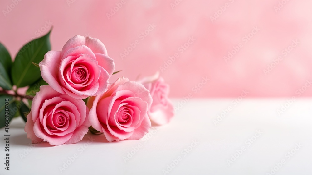Fototapeta premium A bunch of pink roses sitting on top of a white table.