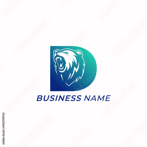 design logo combine letter F and bear head