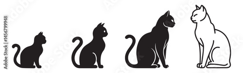 Photography Cat Kitten Pet Kitty Silhouette Vector Symbol Icon Collection Set