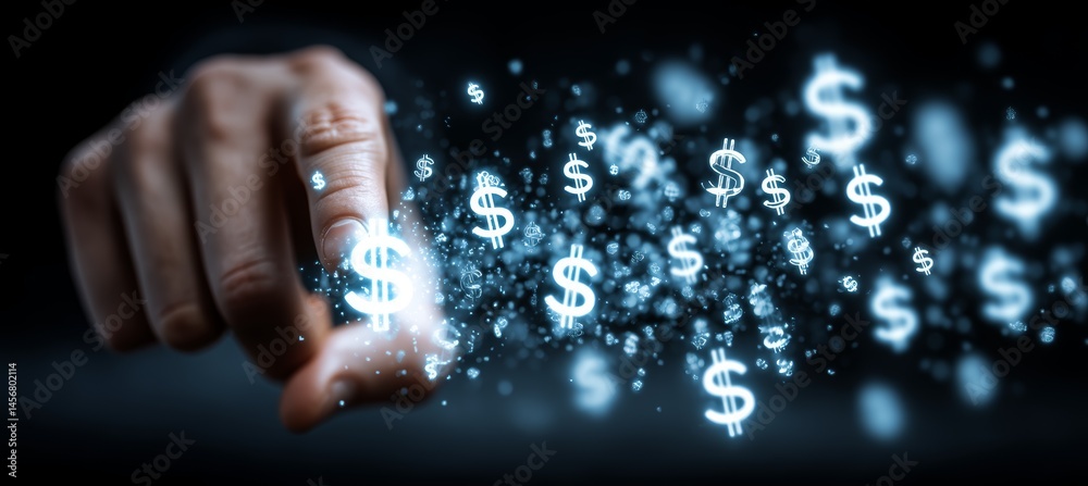 Dollar money virtual. Business digital currency payment transaction. Generative AI technology.