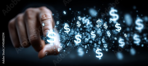 Obraz na płótnie Dollar money virtual. Business digital currency payment transaction. Generative AI technology.
w salonie