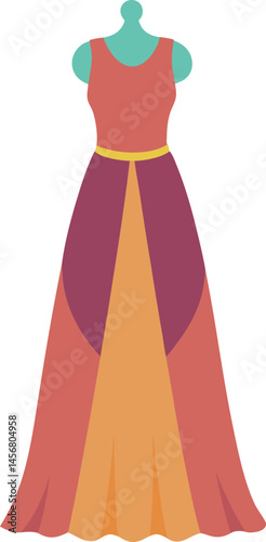 A stylish vector art illustration of a flowing maxi dress, showcasing elegant design, vibrant colors, and graceful fashion details for creative projects.