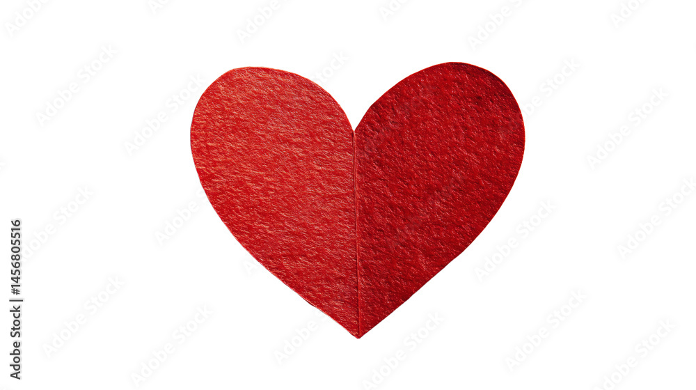 a red heart shaped piece of felt on a white surface a red heart shaped piece of felt on a white surface