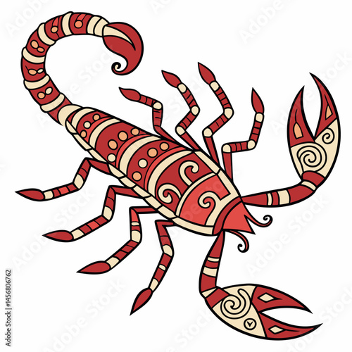 Scorpion in ethnic style: vector illustration with elements of Indian art
