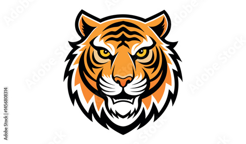 A striking tiger head vector illustration captures the powerful face of this wild, striped feline predator