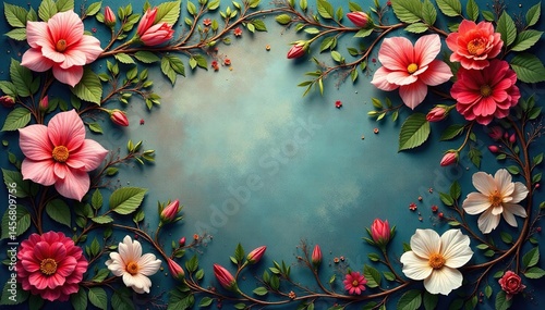 Intricate blooms, swirling vines, rich textures, summer, close-up, wallpaper