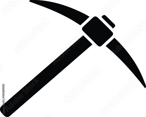 Pick axe icon vector, Mining axe silhouette vector illustration