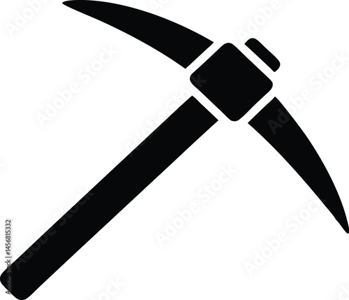 Pick axe icon vector, Mining axe silhouette vector illustration