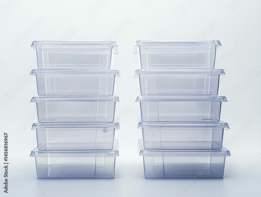 Obraz premium Stacked Clear Plastic Boxes