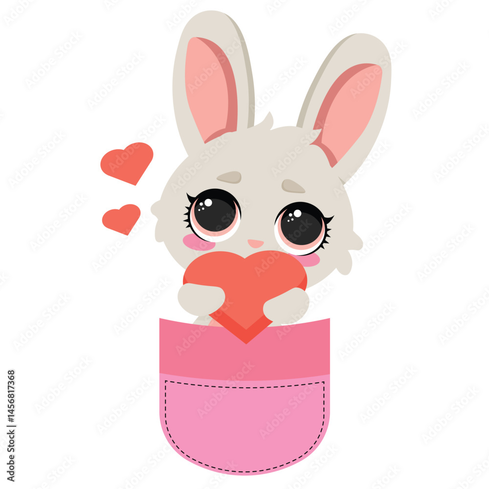 Adorable bunny in a pocket