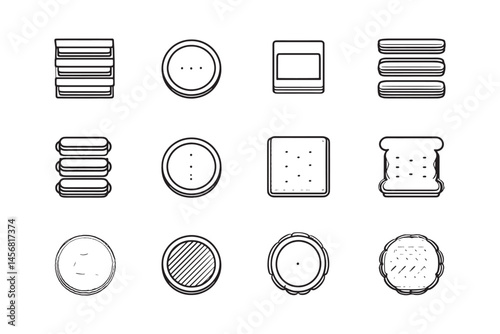 Biscuits Minimalist Food Drawing
