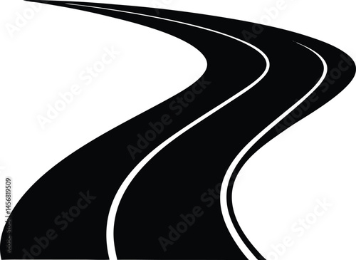 Road icon vector. route illustration sign. Street Highway Curve silhouette