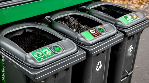 Fototapeta bin system with AI-assisted sorting and biofeedback indicators