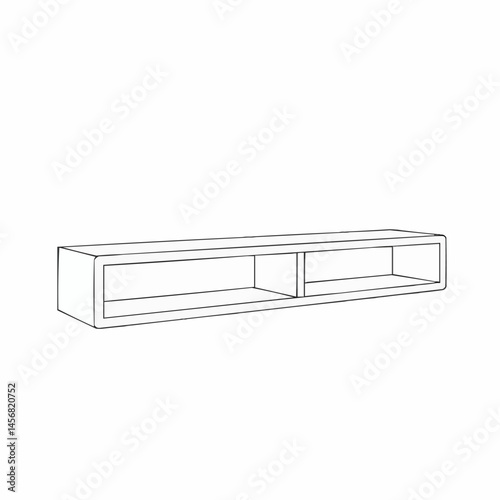 Black outlines form the shape of an elongated rectangular prism shape on a white surface