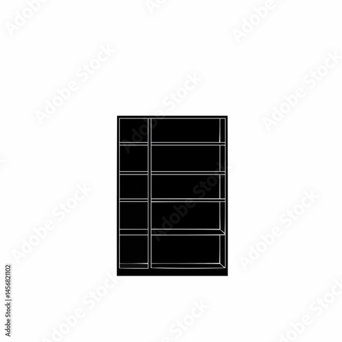 Simplistic black cabinet with square compartments & white lines. Minimalist design