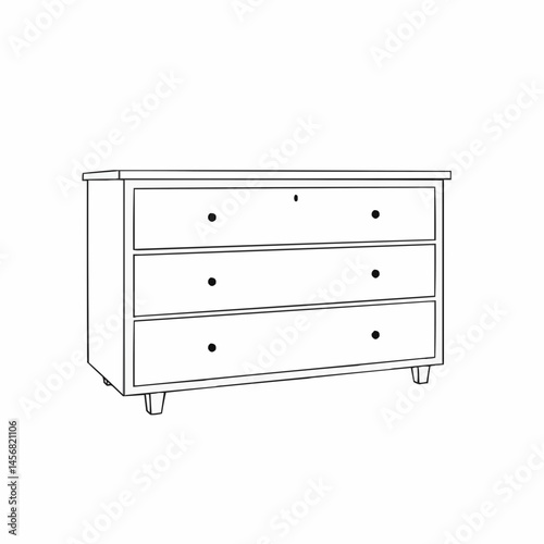 A chest of drawers graphic outline, displaying multiple tiers with simple knobs