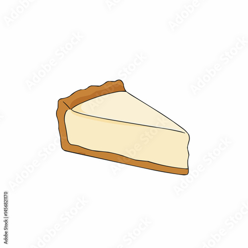 A slice of sweet pie with a light yellow filling and wavy brown crust edge