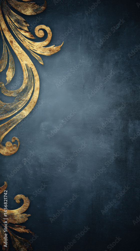 Fototapeta premium Elegant navy blue background with ornate gold accents creating a luxurious and sophisticated atmosphere ideal for presentations or design projects