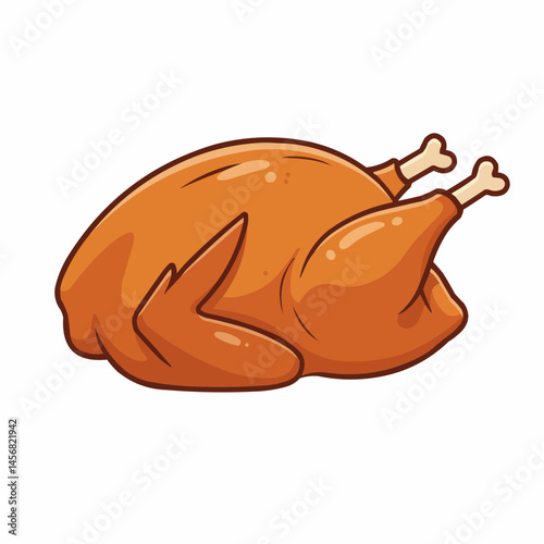 An illustration of a freshly roasted golden brown turkey, ready to be served