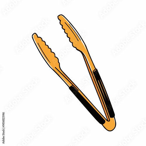 Orange tongs with wavy edges are featured on a bright white background