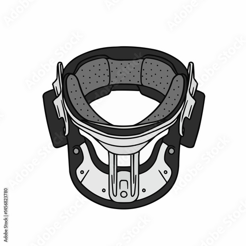 Head-mounted display with a dark grey pad, and a black outline