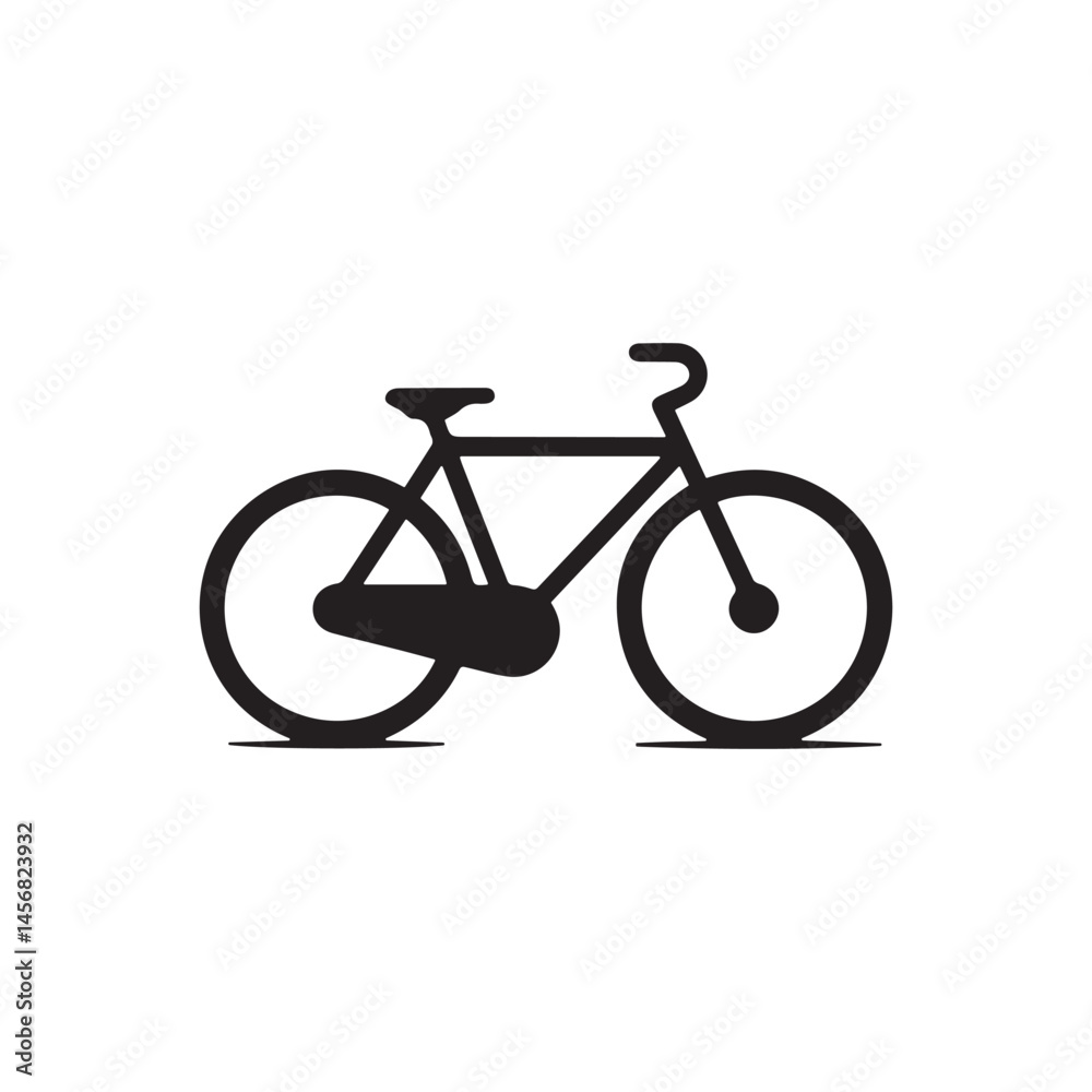 Minimalist Black Bicycle Vector Icon Isolated on White Background Minimalist Black Bicycle Vector Icon Isolated on White Background