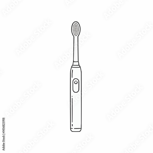 Simple line art drawing of an electronic toothbrush on a stark white background
