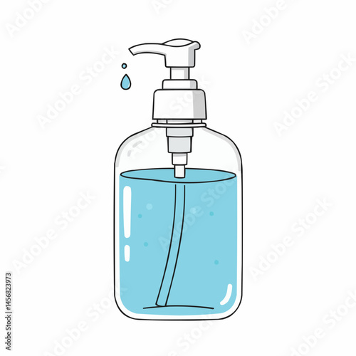 Hand sanitizer dispenser with a drop of sanitizer