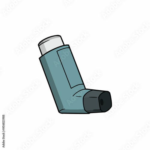 Cartoon-style inhaler with rounded shapes on white background. Medicine tool