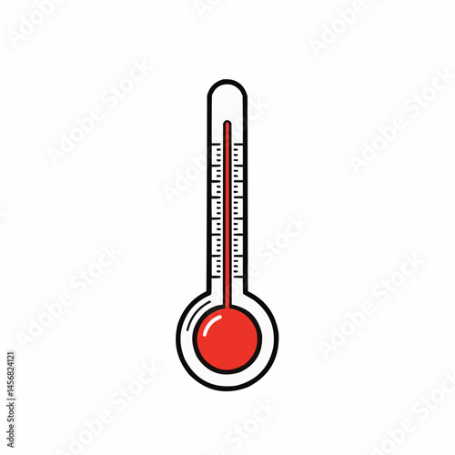 The thermometer shows a high temperature, with a red liquid filling the chamber