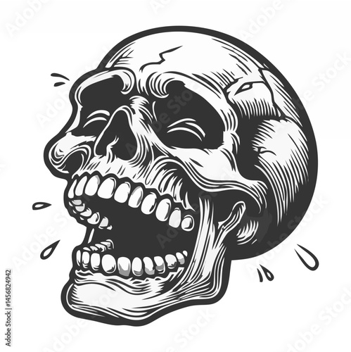 Cartoon laughing human skull