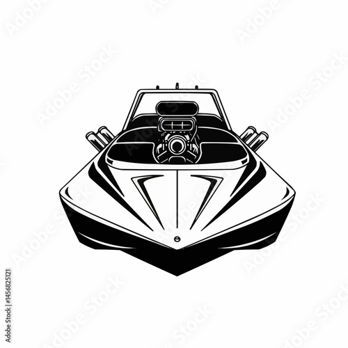 Extreme machine showing a supercharged engine, a powerful car in black and white