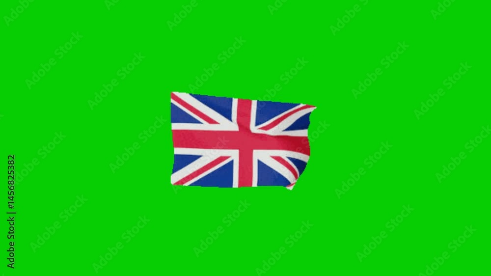 united kingdom flag animation on green screen