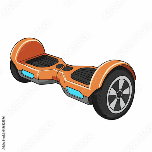 Orange vehicle. Includes black footboards, wheels and tail lights on each side