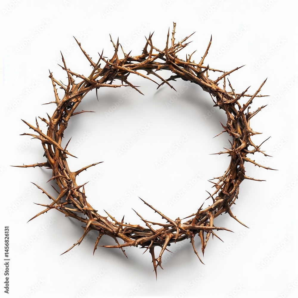 Fototapeta premium Thorn Crown Isolated White Background Jesus Passion Symbol Spike Art